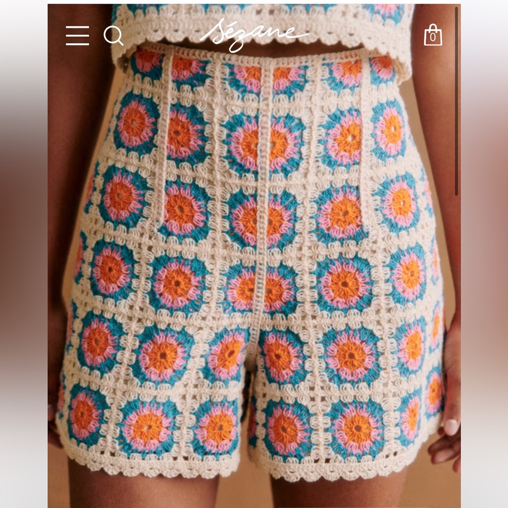 Sezane crochet knit shorts